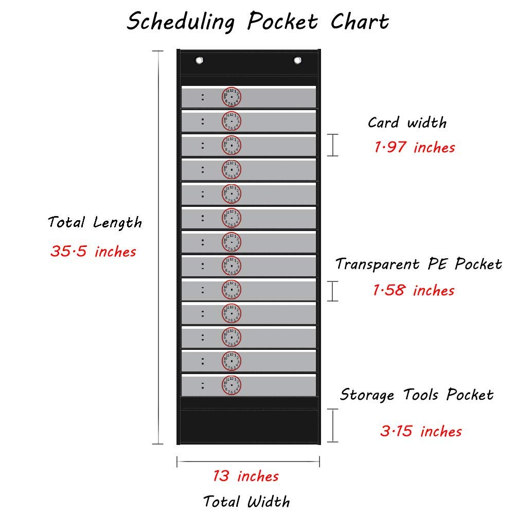 Amazon.co.jp: Headif 毎日のスケジュールポケットチャート 学校用品ポケットチャート 13+1 スケジュールポケットチャート  再利用可能なカード18枚付き 教室教育スマートチャート 学校/オフィス/ホームスクール用 (13インチ x 35.5インチ) : 文房具・オフィス用品