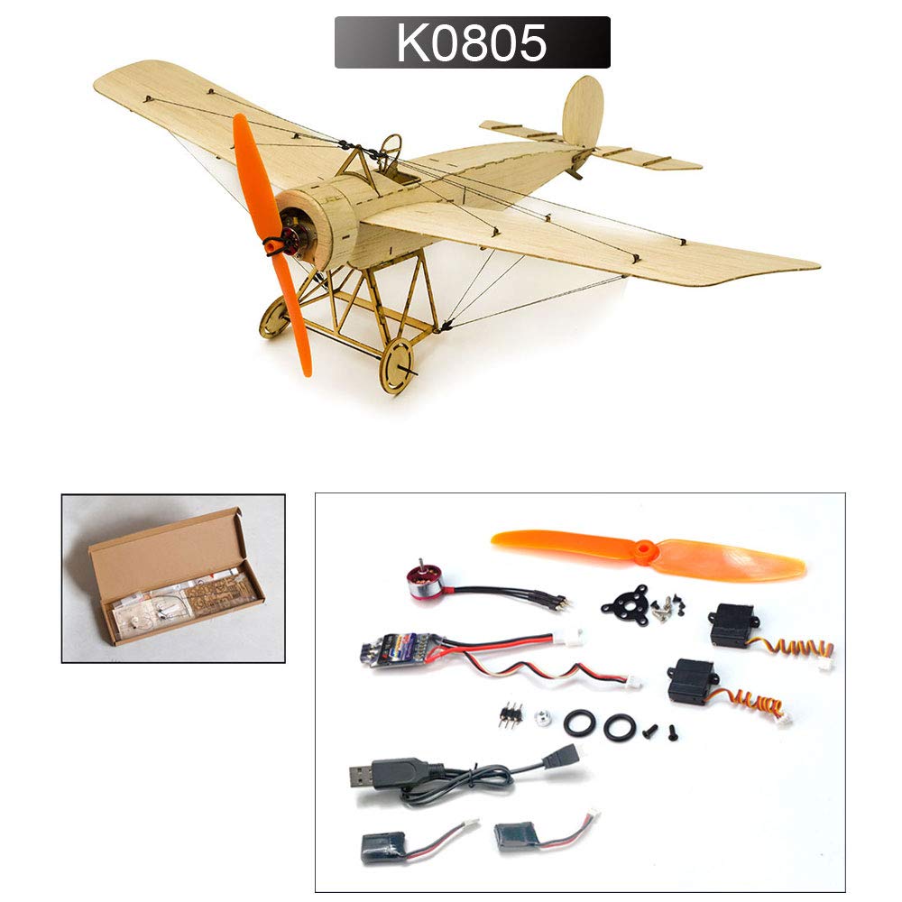Balsa Wood Airplane Kit Micro 3CH 378mm Fokker E by DW Hobby; Remote Control Balsawood Laser Cut Plane for Adults;RC Un-Assembled Flying Model for Fun (K0805)
