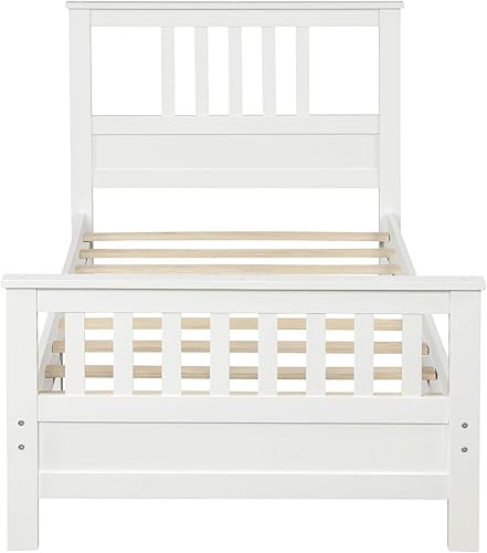 Miniatura 5 de CITYLIGHT Base de cama de plataforma individual con cabecero y estribo, marco de cama de plataforma de madera, no necesita somier, marco de cama