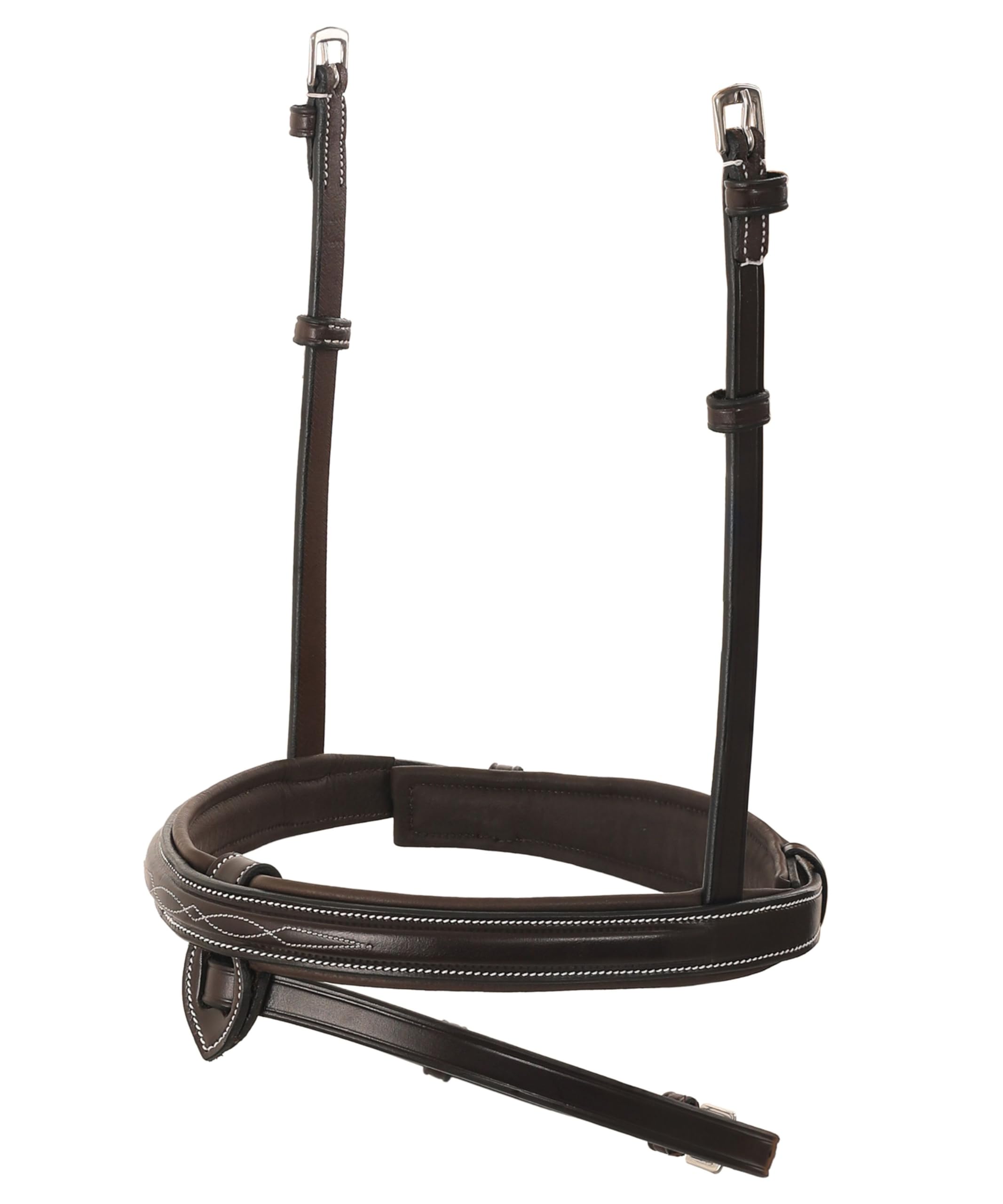 Exion - Brida de salto anatómica para caballos con muserola extraíble y riendas de goma, cuero curtido vegetal de primera calidad, hebillas SS, monocorona acolchada, costuras de diseño