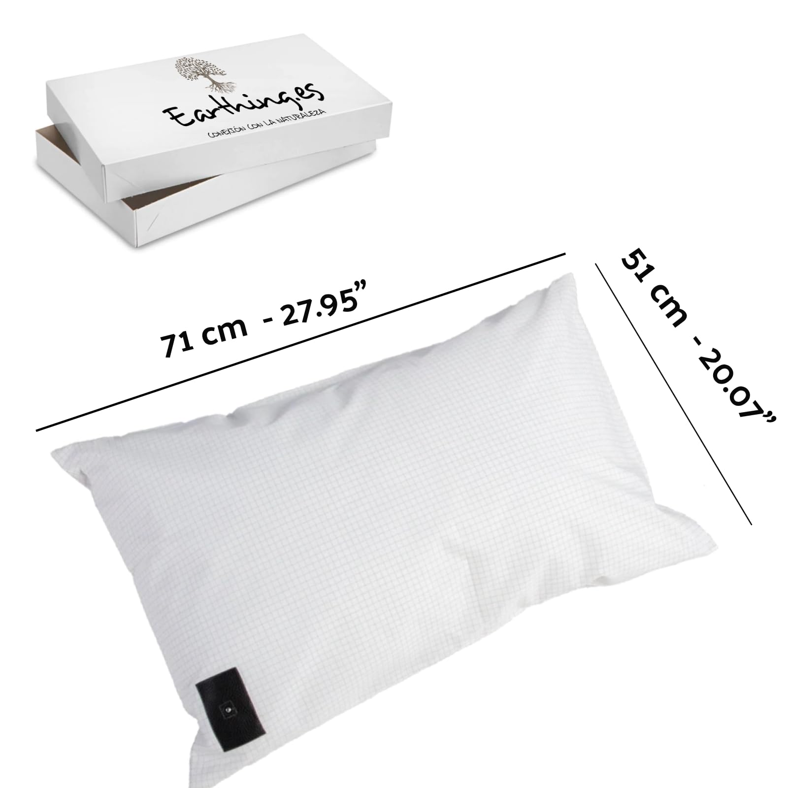Funda de Almohada Earthing Grounding – Algodón Orgánico Gots 71x51 cm – Mejora del Sueño, Reducción del Estrés y Cortisol – Bienestar y Salud Natural