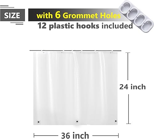 Miniatura 2 de Cortina de ducha impermeable para ventana interior de ducha, cortina de plástico de 24 pulgadas de largo, cortina de ventana de baño de vinilo
