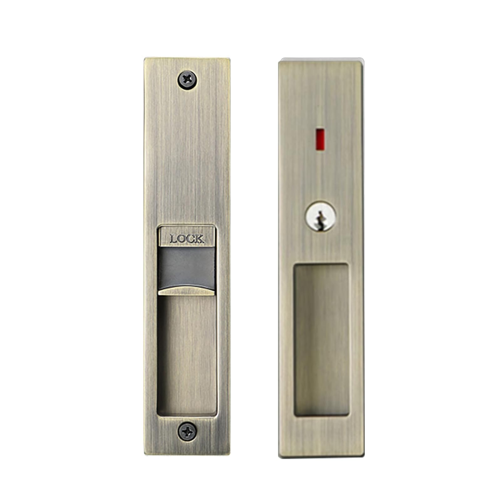 betensh Pocket Door Handle with Key Sliding Door Locks Handle Pocket Door Lock Recessed Door Handle 180mm ‎Keyed Bronze