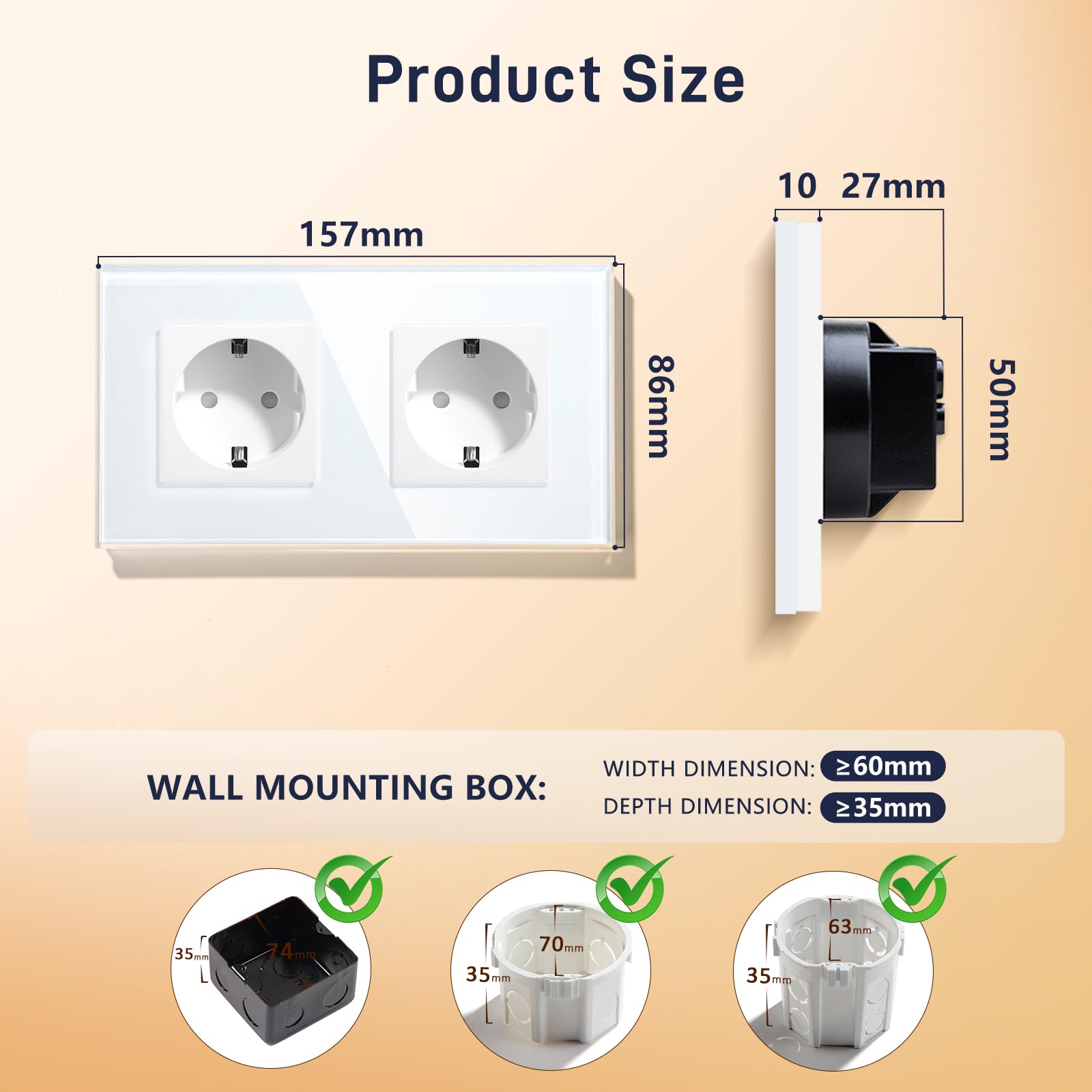 Presa Schuko Vetro Prese Elettriche Schuko Con Frontale In Vetro Bianche Sicurezza Bambini Per Interni N 1000466