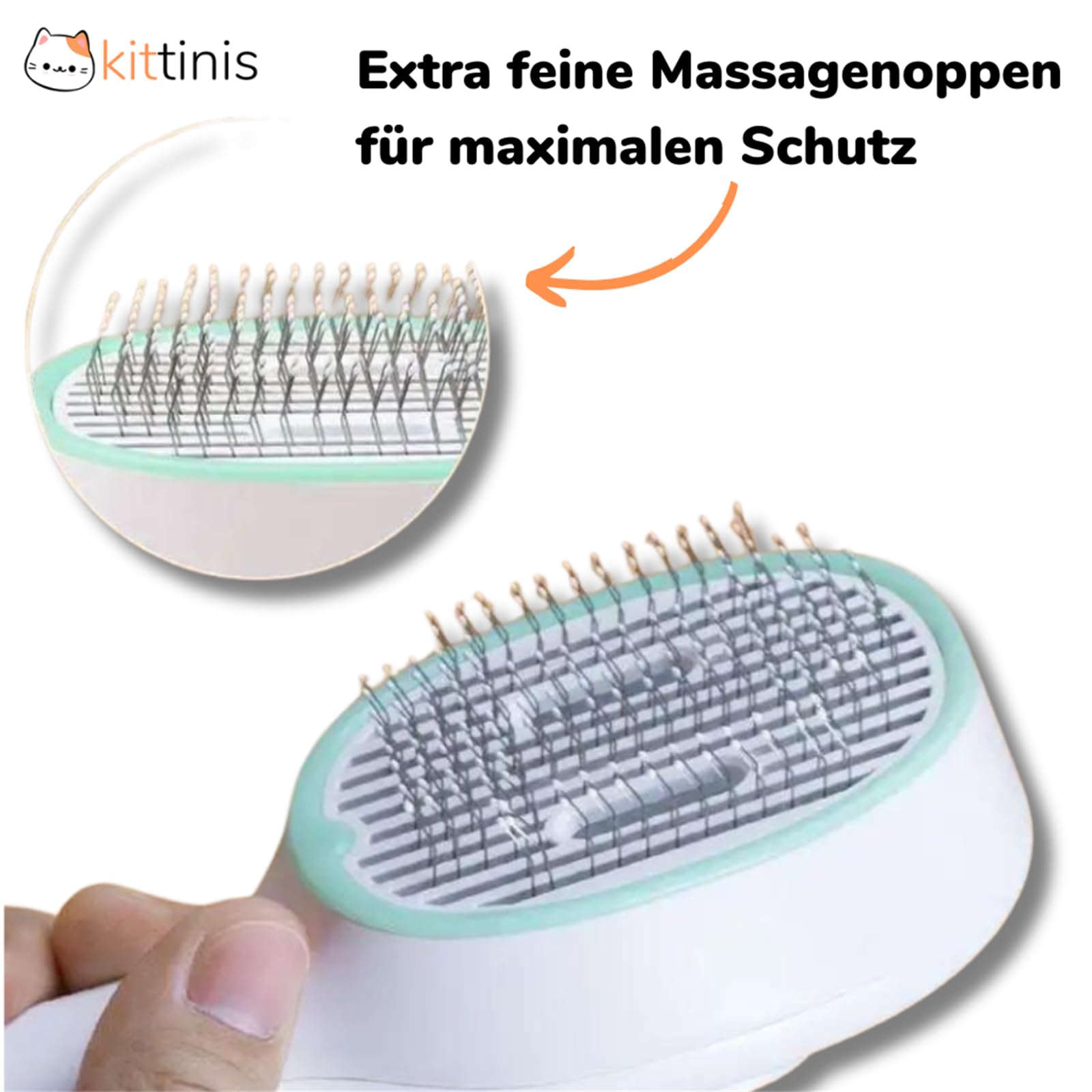 kittinis luxbrush uv zeckenbürste Katzenbürste mit UV Sterilisation Antistatische Entfilzungsbürste für Hunde und Katzen, One Touch Reinigung, tragbar und leicht