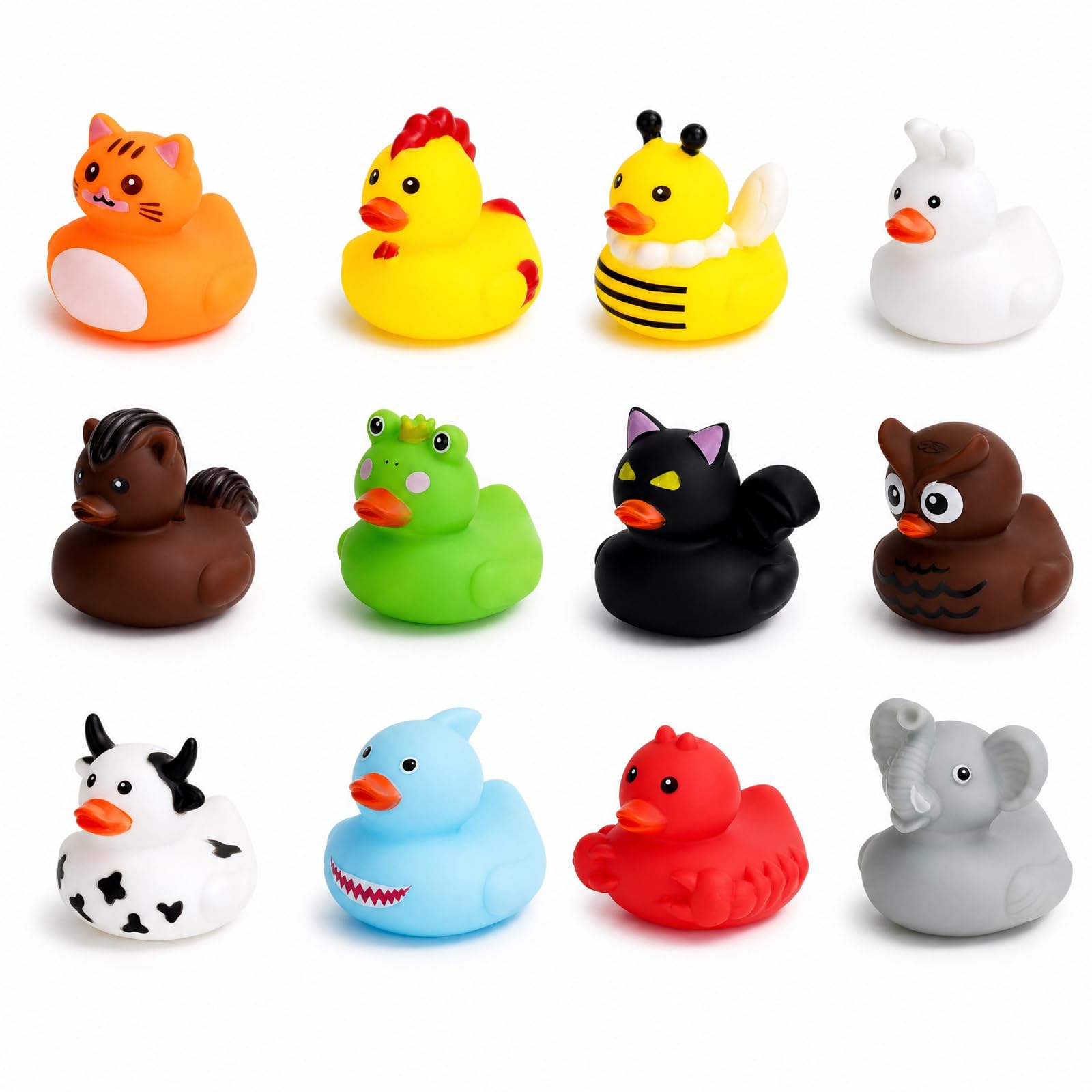 12 Pack Rubber Ducks, Colourful Bath Ducks, Mini Floating Duck Bath Toys For Party Supplies, Helmets,Motorcycle, Car, Bike Decoration, Durable Rubber Material