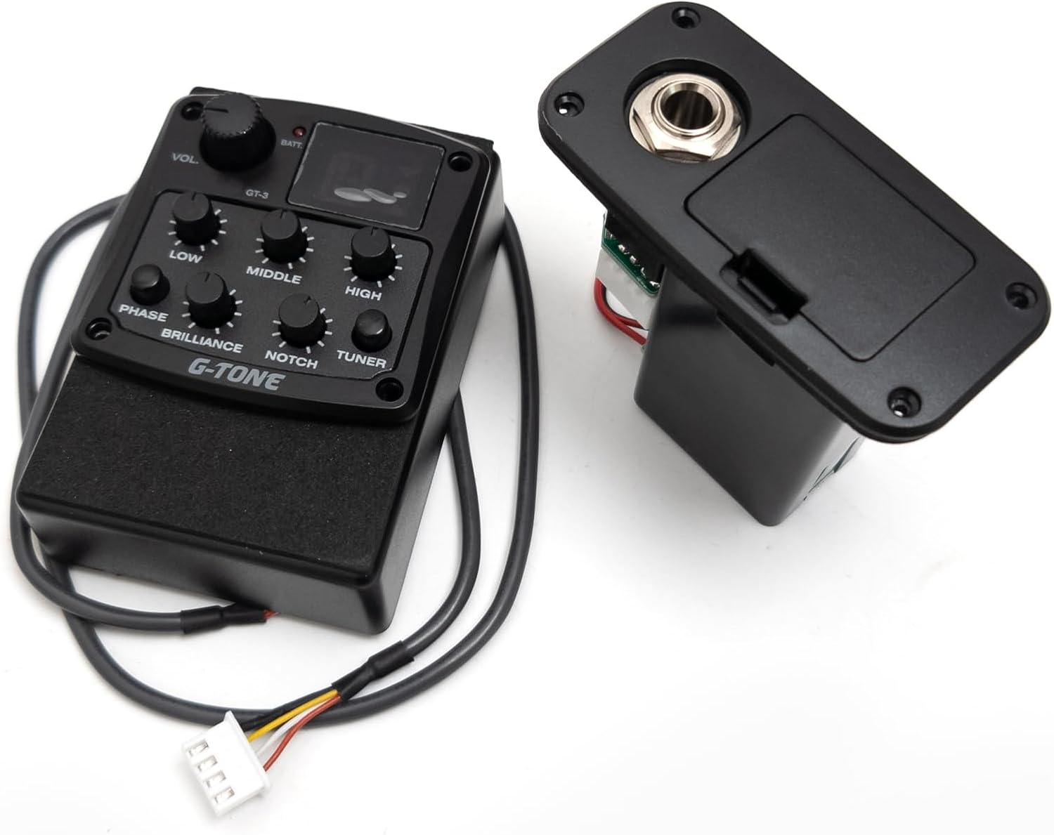 Acoustic Guitar Pickup EQ Preamp System – Piezo Pickup, 3-Band Equalizer, Tuner & Phase Control for Clear Natural Sound