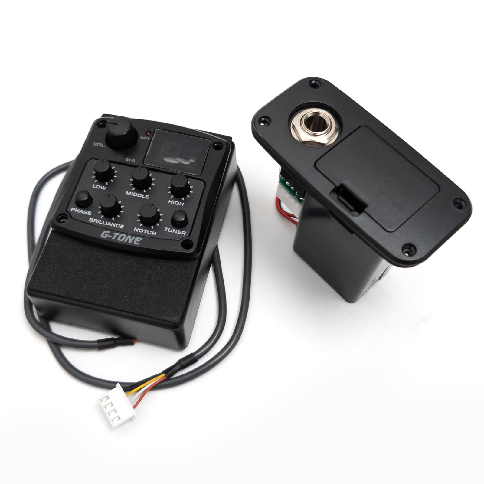 Acoustic Guitar Pickup EQ Preamp System – Piezo Pickup, 3-Band Equalizer, Tuner & Phase Control for Clear Natural Sound