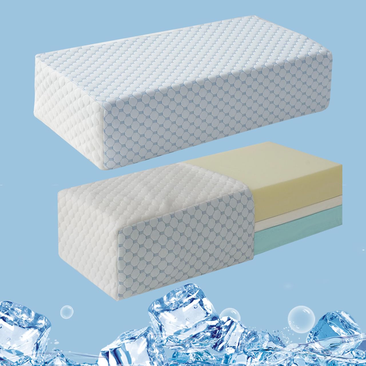 Cube Pillow - 3 Hardness Inserts of Side Sleeper Pillow Provide Proper Support for Pain Relief, Adjustable Memory Foam Pillows 6 Height, Cube Pillows for Side Sleepers with a Cooling Cover