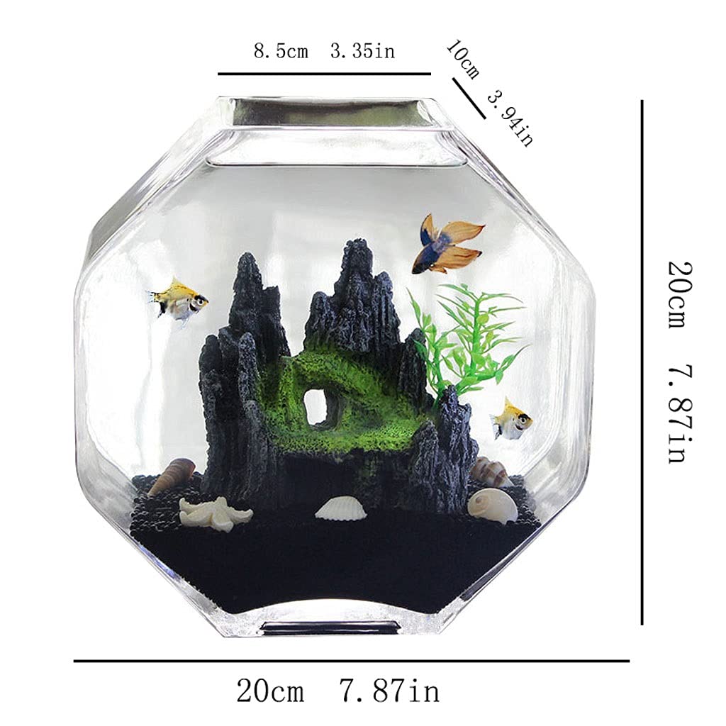 Pecera Creativa de Cristal Transparente para Oficina, hogar, Escritorio, pequeños Adornos, pez Ornamental, Acuario
