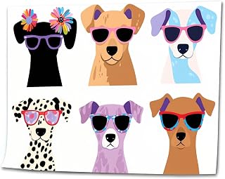 VETEB Paint by Numbers Kit for Adults Beginner Colorful Funny Dog Cool Puppy Portrait Trendy Wearing Glasses Pet DIY Painting on Canvas by Numbers Acrylic Oil Painting for Home Decor Gifts 16"x20"