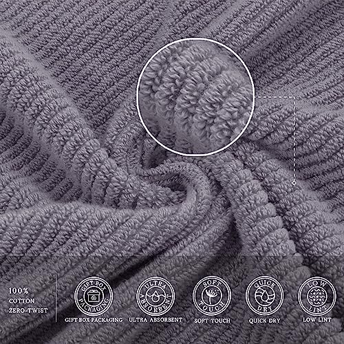 Towels For Bathroom,6 Pieces Gift Set,100% Cotton | Large | Soft | Quick Dry, 2 Bath Towels 30×56Inch, 2 Hand Towels 18×28, 2 Wash Cloths 13×13,College Dorm Room Essentials, Lilac | Purple #TOP3