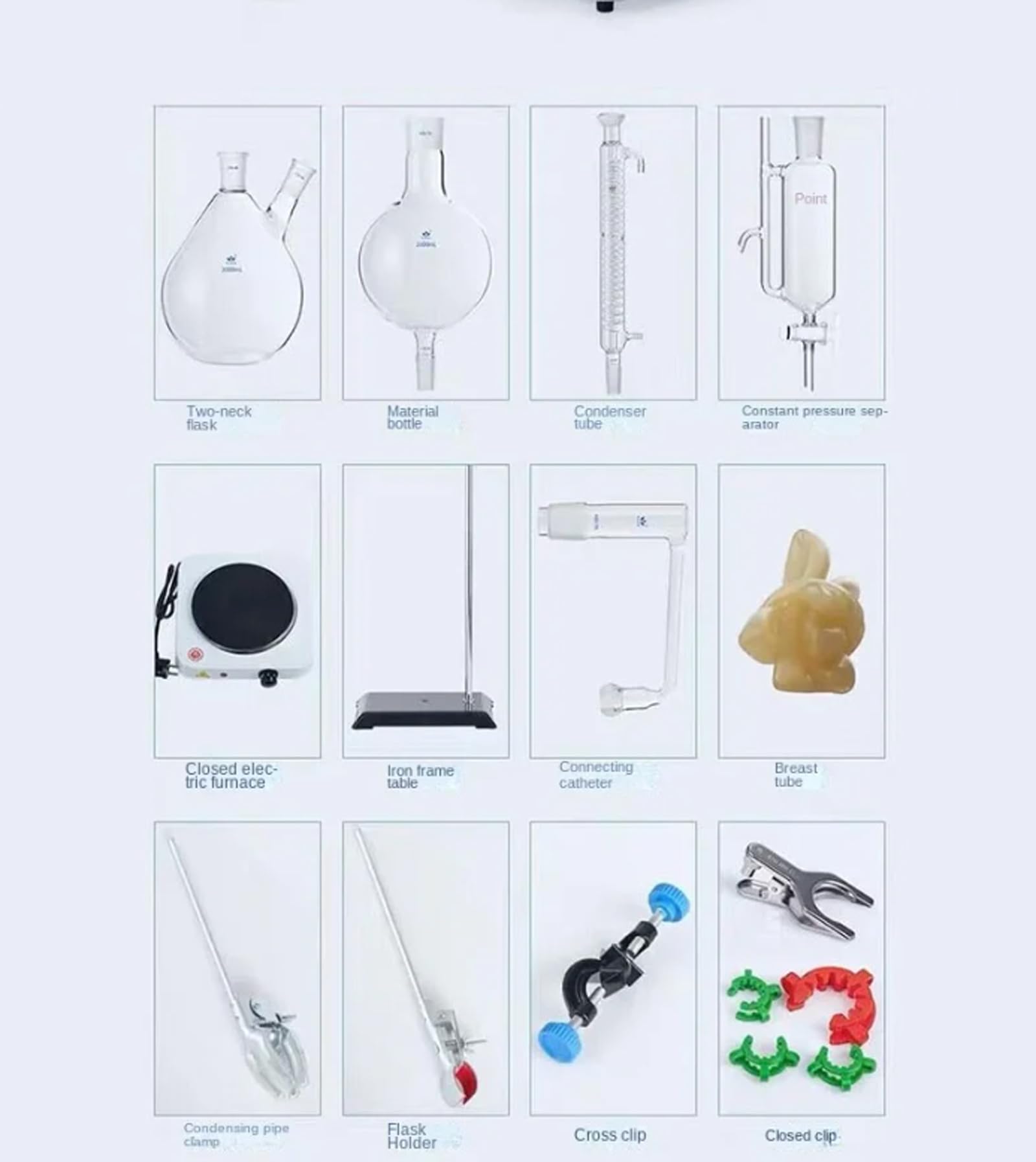 Set per Chimica, Kit per soffiatura del Vetro da 500/1000 ml/2000 ml, Kit per distillazione di vetreria da Laboratorio, separatore di Oli Essenziali per l'estrazione dell'idrolasi,1000mL