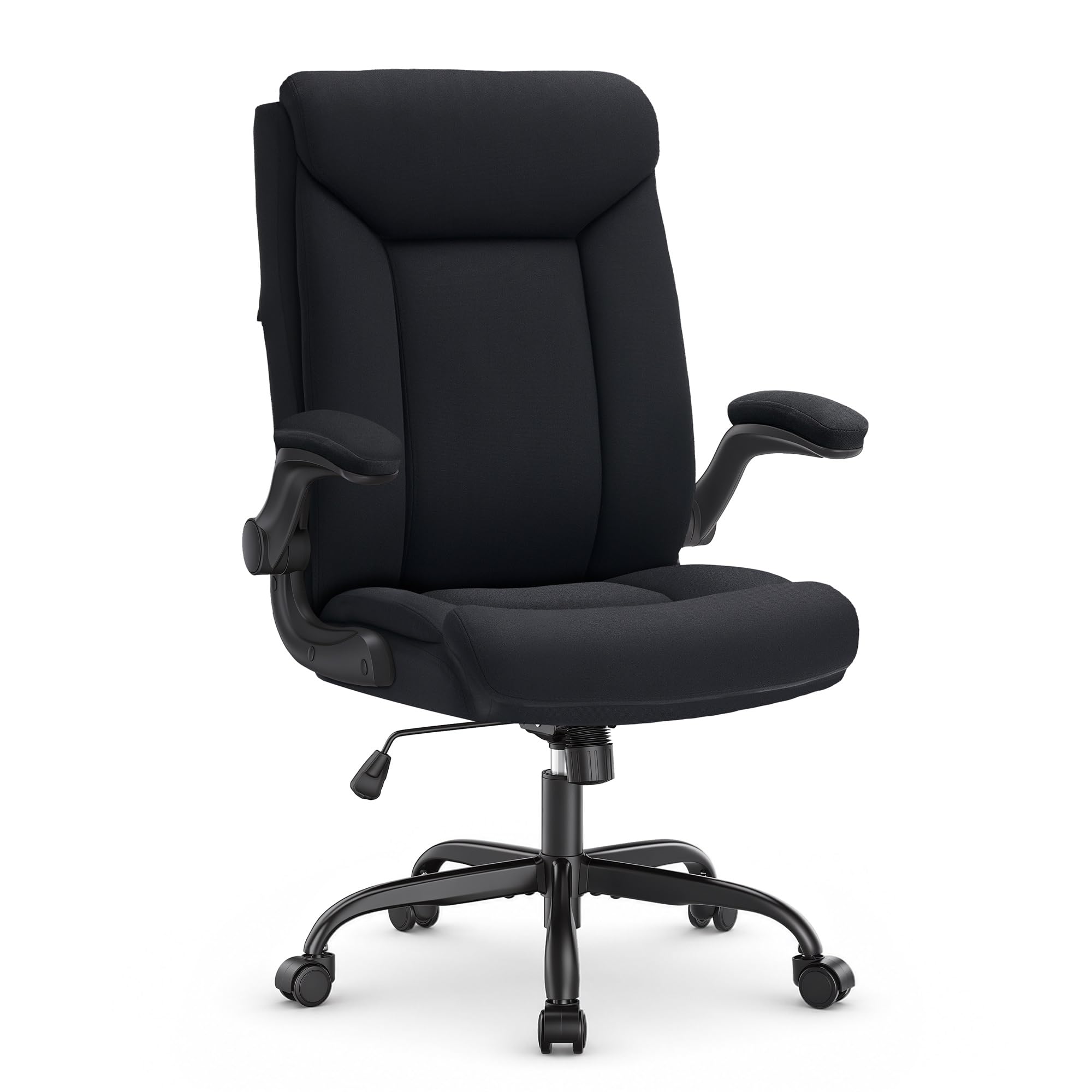MZLEE Fabric Office Chair for Home, Ergonomic Desk & Computer Chair, Black — image 1