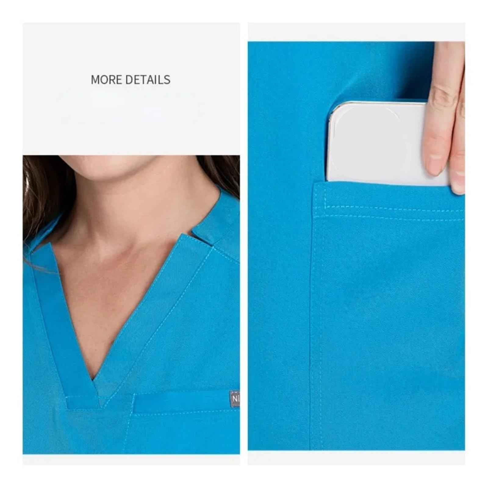 Uniforme Enfermera Conjunto de 3 piezas uniforme médico y enfermería, pantalones sencillos con más bolsillos, for spa