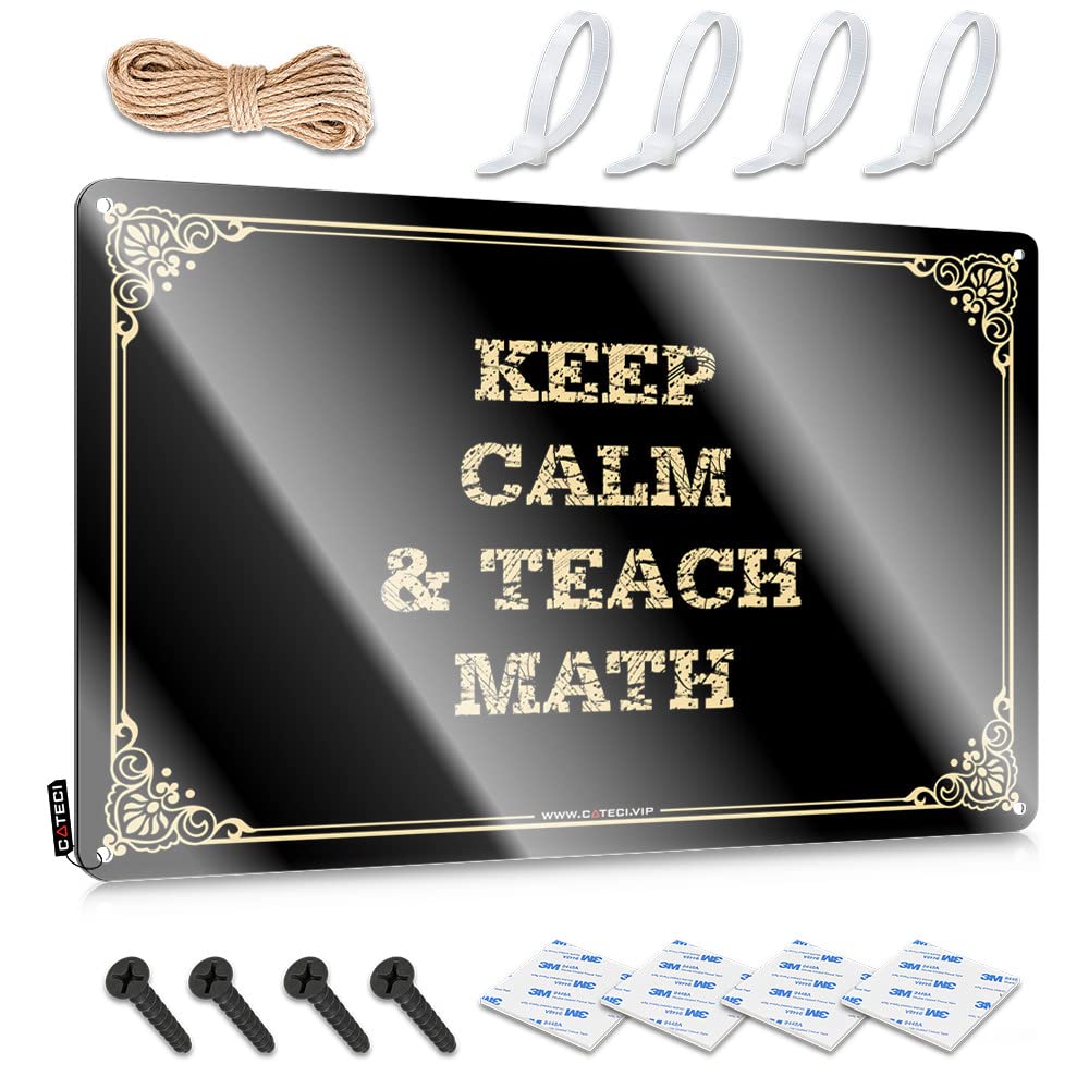 MWFKKADDB Metal Home Bar Signs Keep Calm And Teach Math Tin Sign Bedroom Door Sign Bar Signs For Home Decor(20X30CM)