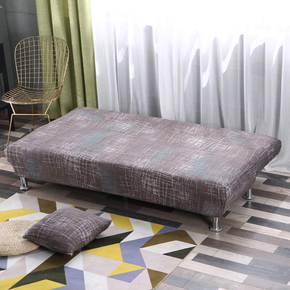 MIFXIN Armless Sofa Cover Futon Slipcover Stretch Elastic Folding Sofa Bed Non-Armrest Couch Furniture Protector Spandex Printed Washable Sofa Cover Without Armrests (Nordic Strips)