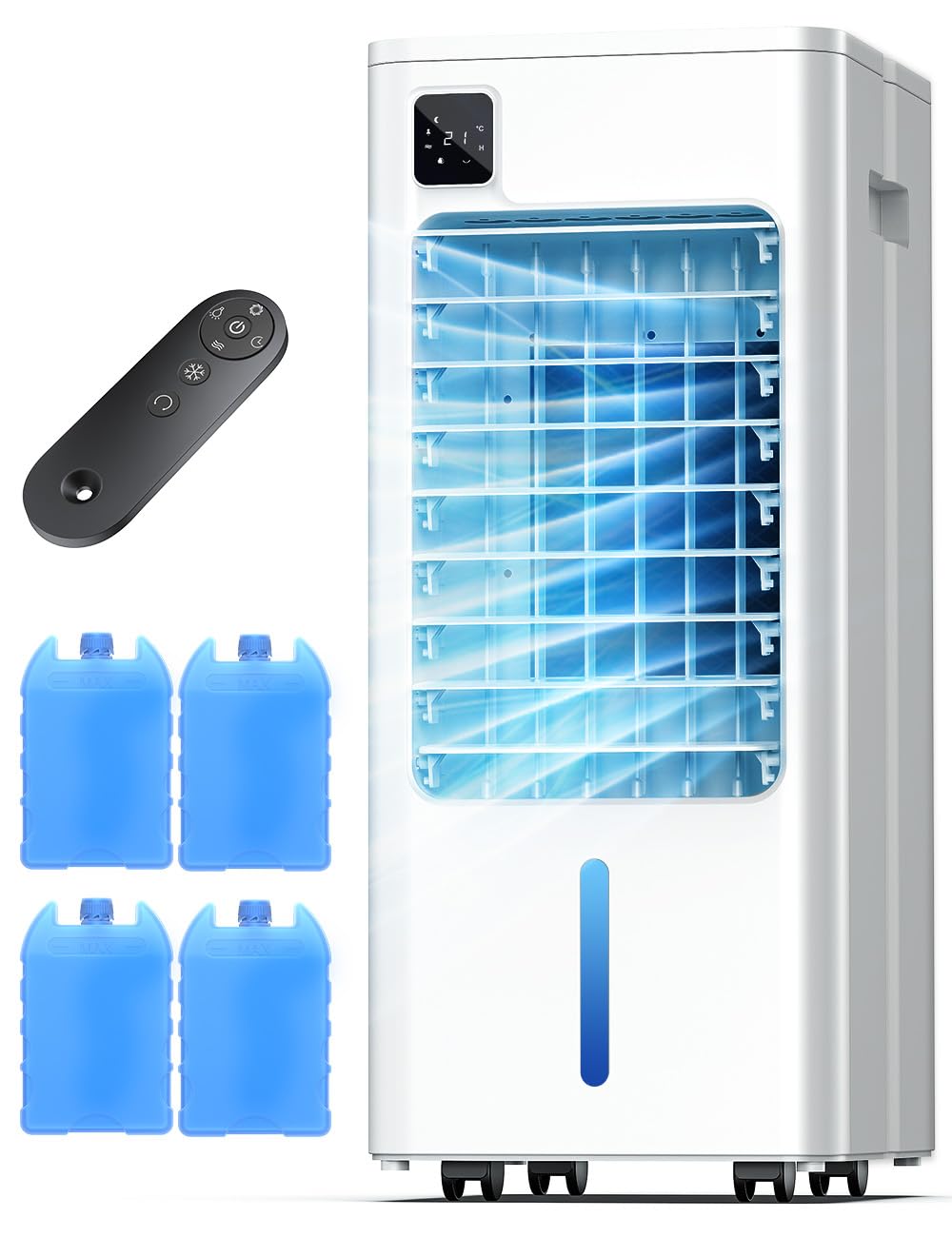 AIRTHRYL Smart Portable Air Conditioners, 3-IN-1 Evaporative Air Cooler, Quiet Operation, 1-12H Timer for Auto Shut-off, 5 Modes & 3 Fan Speeds, Removable Water Tank, 100°Oscillating Fan Pearl White