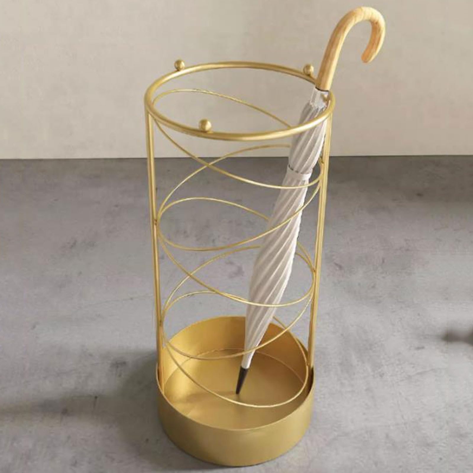 stojak na parasole Metalowy stojak do przechowywania parasoli, na laskę, uchwyt, dekoracyjne stojaki parasole Wiadro Organizer drzwi wejściowych, zewnątrz Uchwyt na parasolkę(Gold)