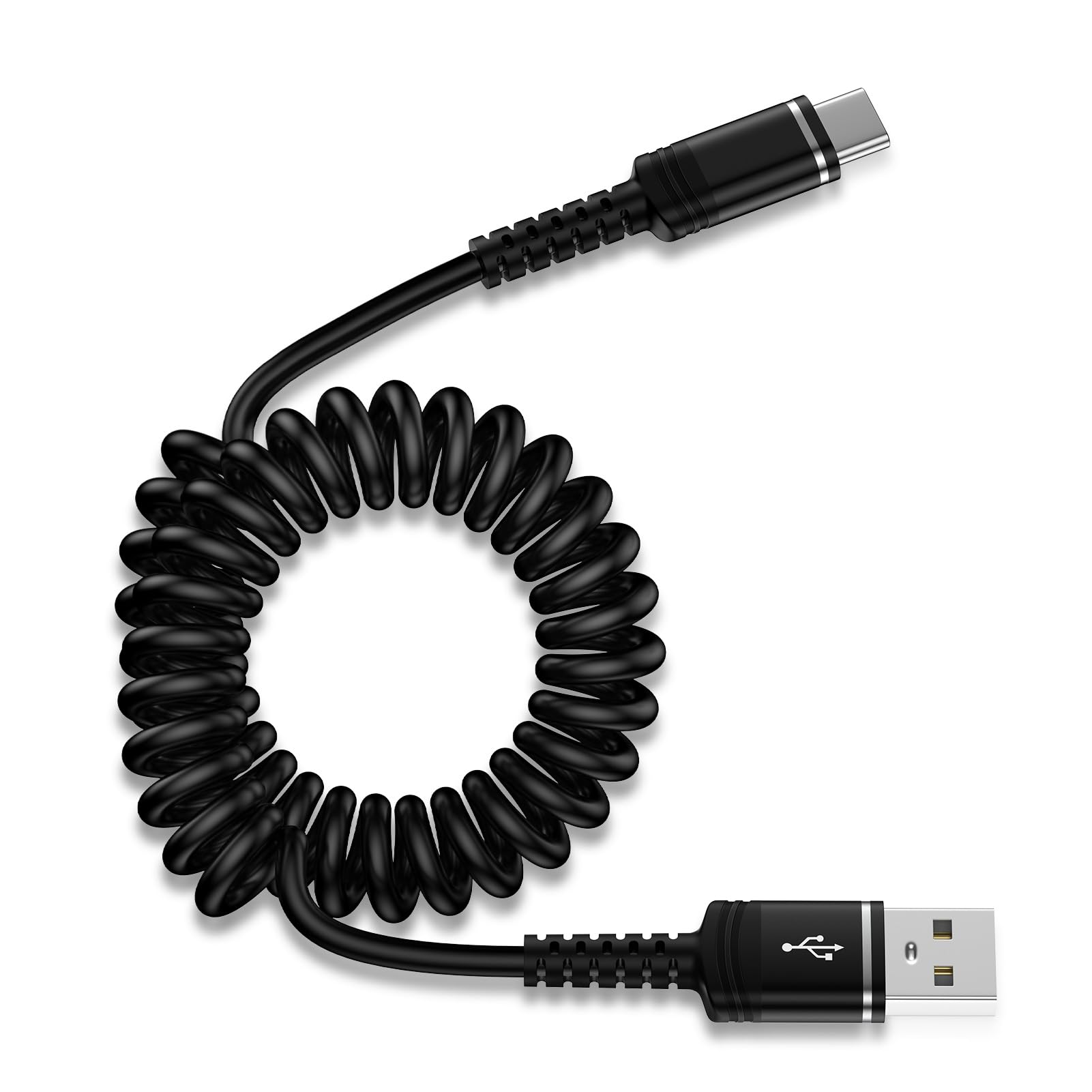 Coiled USB C Charger Cable 3ft for iPhone 16 Pro Max,16 Plus,16 Pro,16 15 Series, Retractable Short Android Auto Car Carplay Fast Charging Type A to C Phone Power Cord for Samsung Galaxy S24 A15 A35