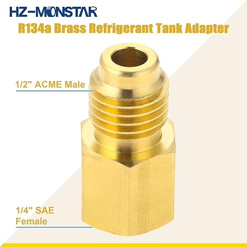 Miniatura 4 de Adaptador de tanque de refrigerante de latón R134A R22, adaptador de bomba de vacío R410a con adaptador de tanque Sae Hembra de 516 pulgadas Sae