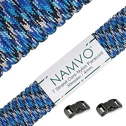 Namvo 550 Paracord Mil Spec Tipo III Cable de para...: Grande para la supervivencia, el acampar, la pesca, la carga ate abajo y muchas otras aplicaciones 7 Núcleo interno de la hebra (torcedura interna apretada que aumenta fuerza); Mide 100 pies de largo y 4 mm de diámetro 100% fibras de nylon (por dentr...