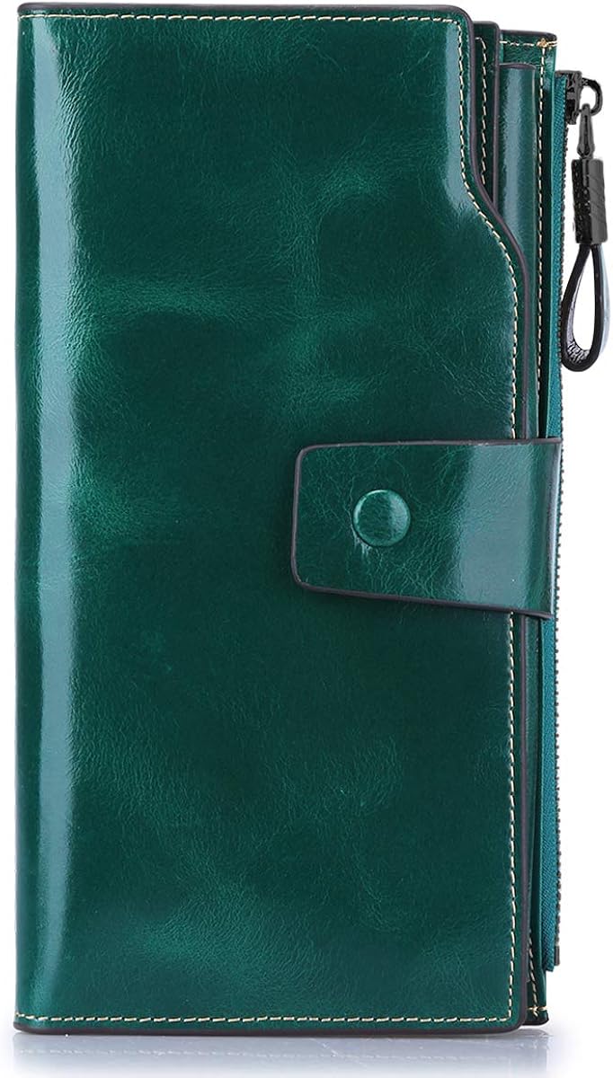 S-ZONE Women RFID Blocking Genuine Leather Clutch Wallet Purse Card Holder Organizer
