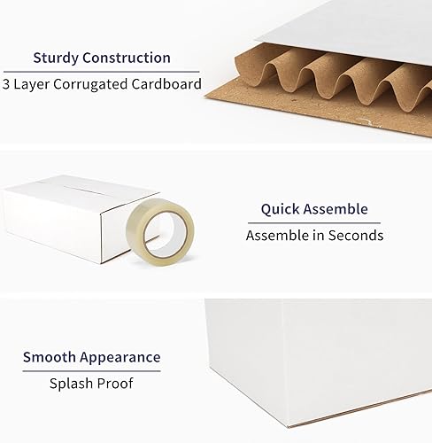 Vista 42 de Paquete de 40 cajas de envío pequeñas de 8 x 6 x 6 pulgadas, cajas de correo de cartón corrugado blanco para envío, embalaje de pequeñas empresas