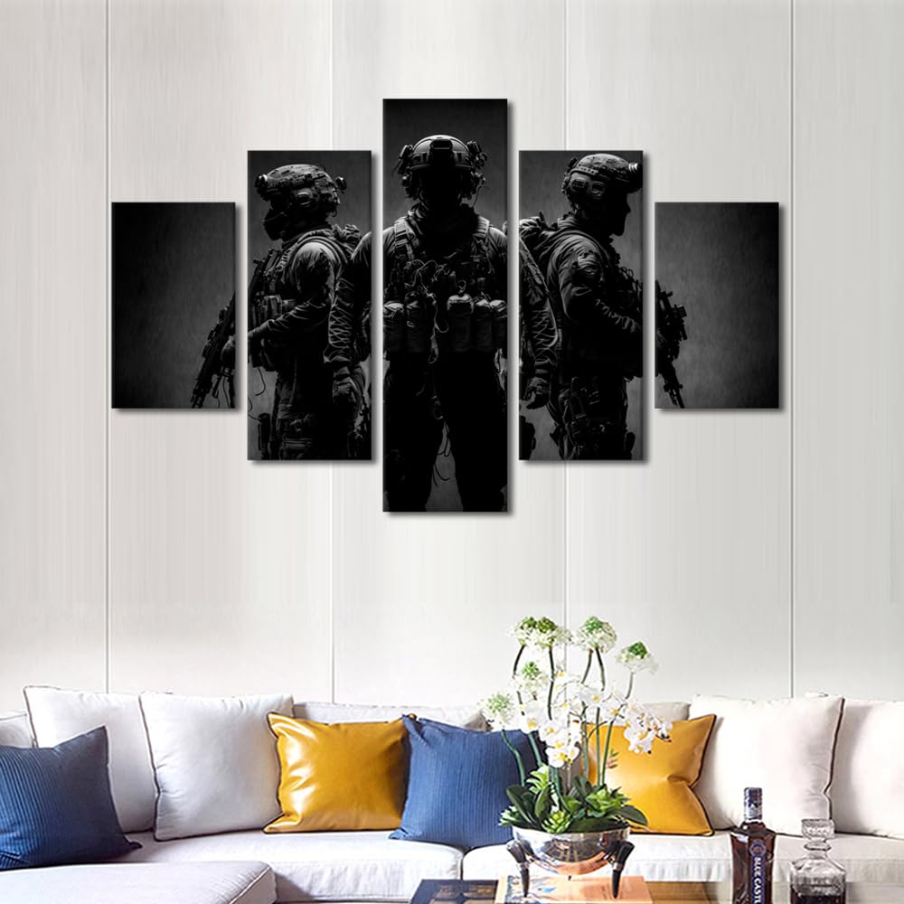 TUMOVO Quadro Su Tela Moderno 5 Pezzi - American Rifle, Bianco E Nero, Decorazione Da Parete Per Ufficio, Camera Da Letto, Soggiorno, 125x60 Cm