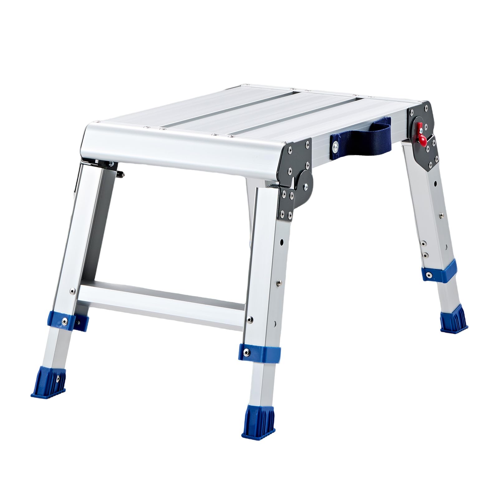 VEVOR Plataforma Plegable de Trabajo, Altura Ajustable de 305 ​​a 406 mm, Capacidad de 226,8 kg, Escalera-Taburete de Aluminio Portátil, Plegable, Antideslizante para Pintura, Mantenimiento y Hogar
