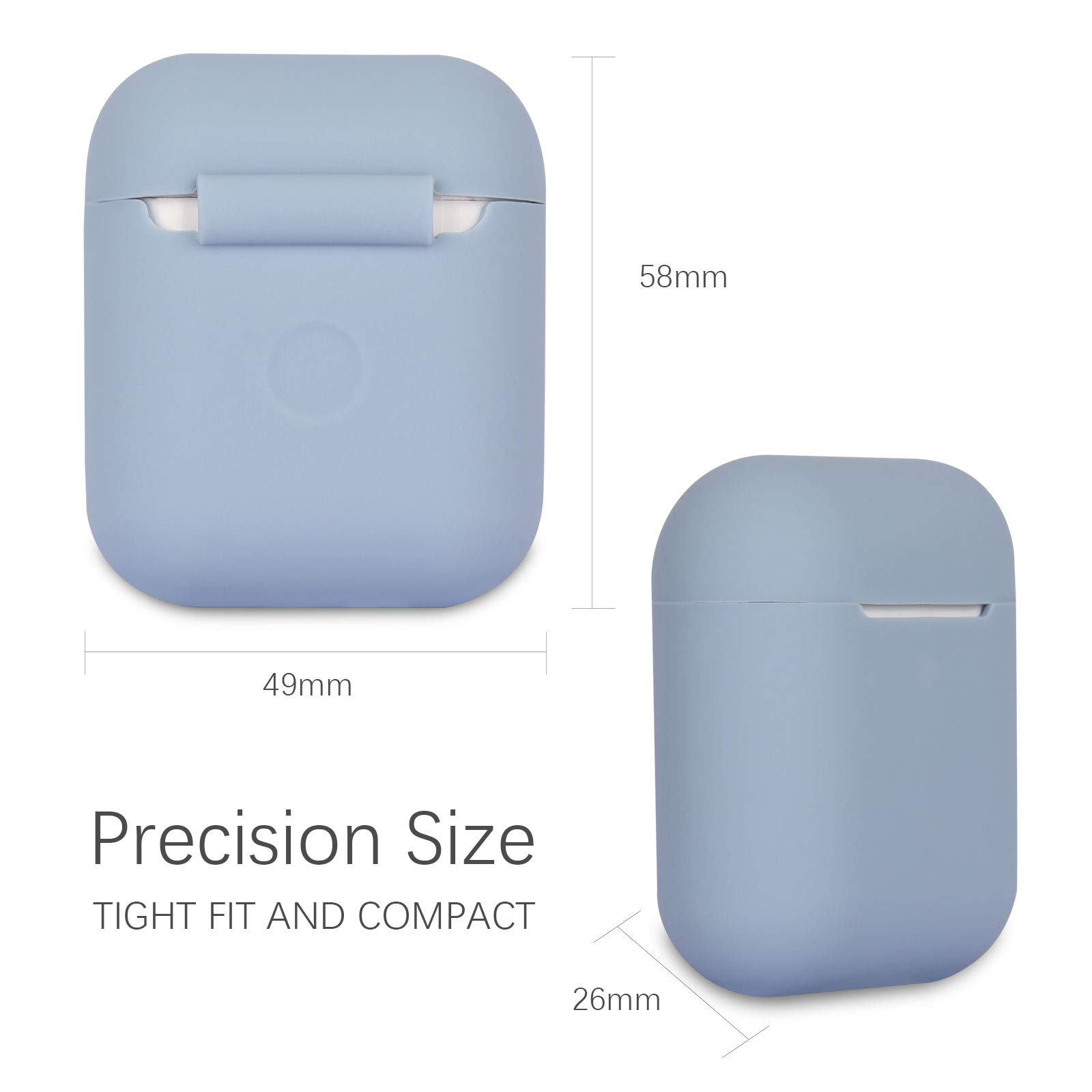 Silicona Compatible con AirPods 2, Fundas Protectora de Silicona para AirPods 2, LED Frontal Visible, Soporta Carga inalámbrica, sin Mosquetón, Denim Blue - 5
