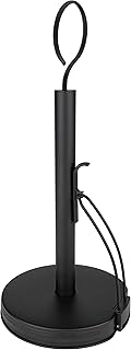 Spectrum Diversified Ashley Tension Paper Towel Holder (Black) - Storage Organization for Kitchen Counter, Pantry, Laundry, Apartment, RV, and Bathroom
