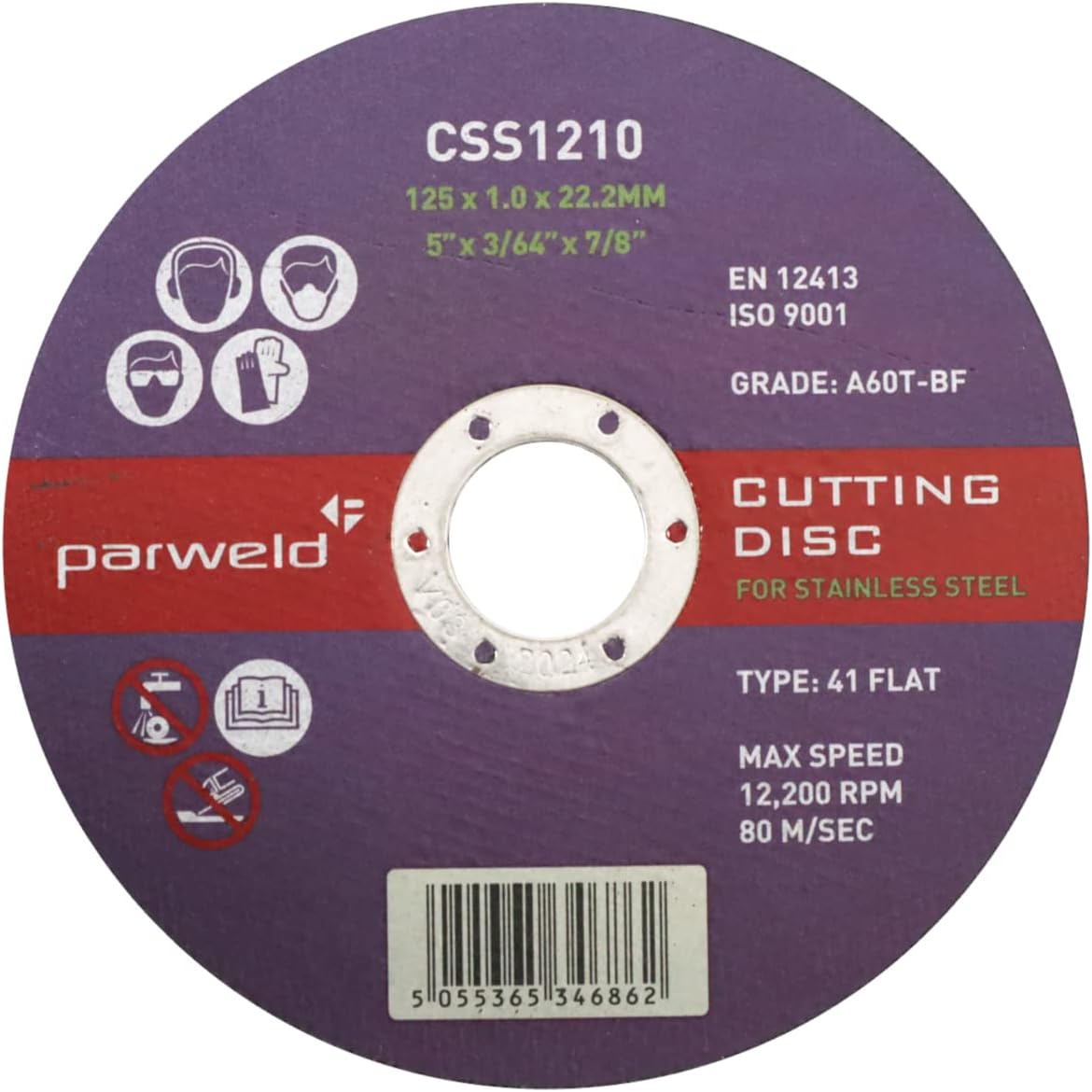 (PACK OF 10) Parweld (5") 125mm x 1mm Thin stainless Steel Cutting discs - metal slitting discs