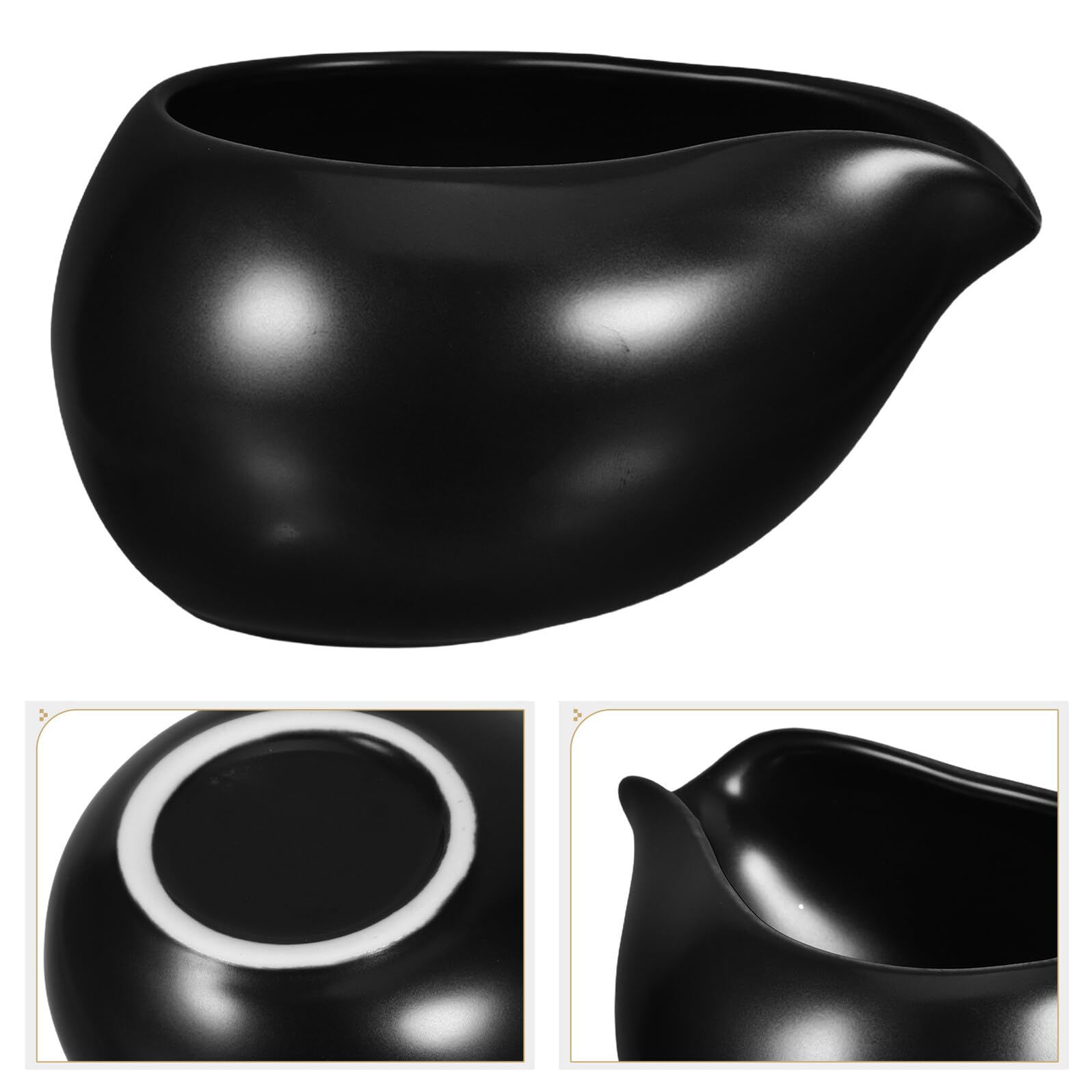 SHINEOFI Juego de 3 Piezas de Jarra de Cerámica Negra Mango Ergonómico y Base Resistente para Servicio de Café y Leche en Comidas Familiares Interiores