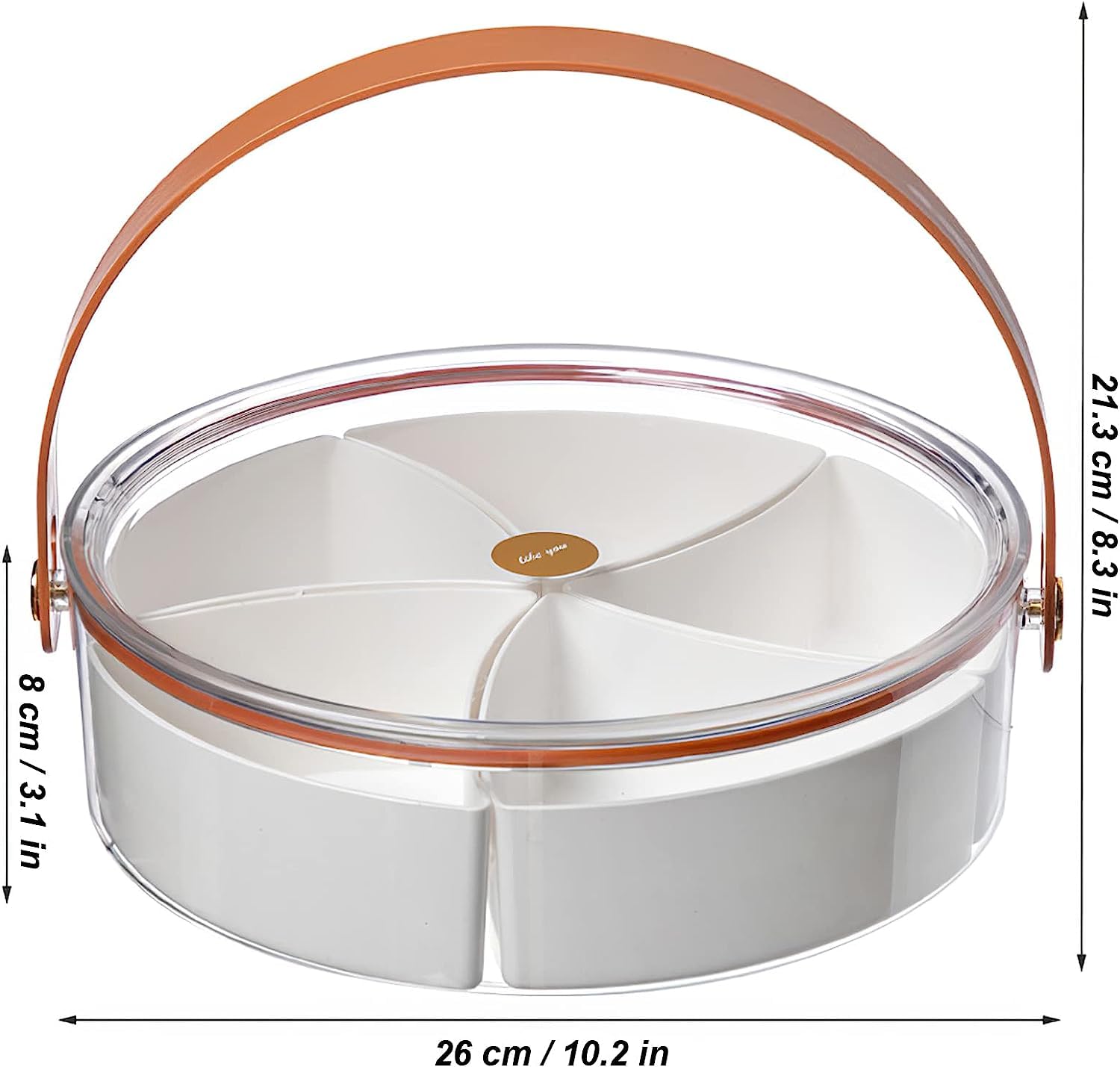 Generic Divided Serving Tray with Lid and Handle Snackle Box Charcuterie Container Portable Snack Platters Clear Organizer for Candy, Fruits, Nuts, Snacks, for Parties, Entertaining, Picnic