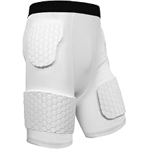 Mens Football Girdle with 5 Pad, Baseball Training Compression Shorts with Hip Thigh Tailbone Protector for Rugby