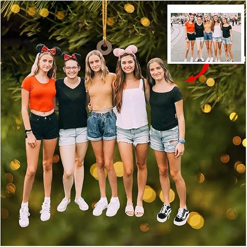 Adorno personalizado para tu foto, adorno de mica con foto personalizada, para mejores amigos, hermana, mejores adornos de Navidad 2023, adorno de