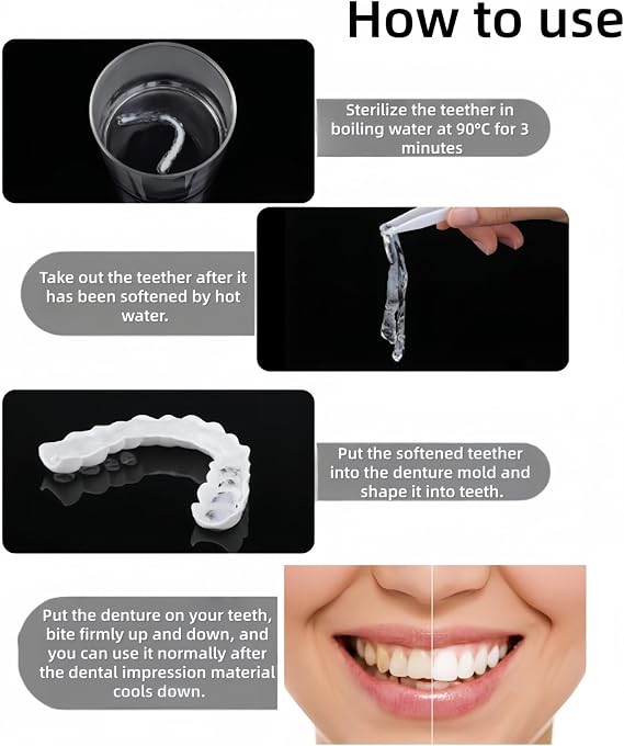 Clip in Veneers Teeth, Adjustable Top & Bottom, Soft & Comfortable | Whitening Cosmetic, Easy to Wear, for Men Women Temporary Tooth Repair