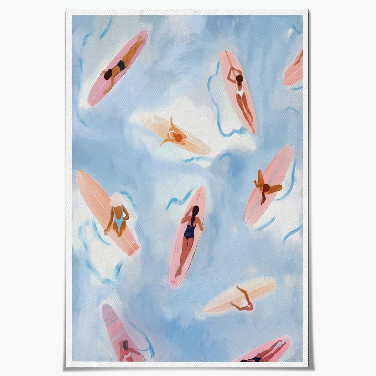 Ocean Poster Surfer Girl Room Decor Beach Themed Prints Watercolor Art Design Surf Wall Art Coastal Cowgirl Posters for Room Aesthetic Canvas Prints