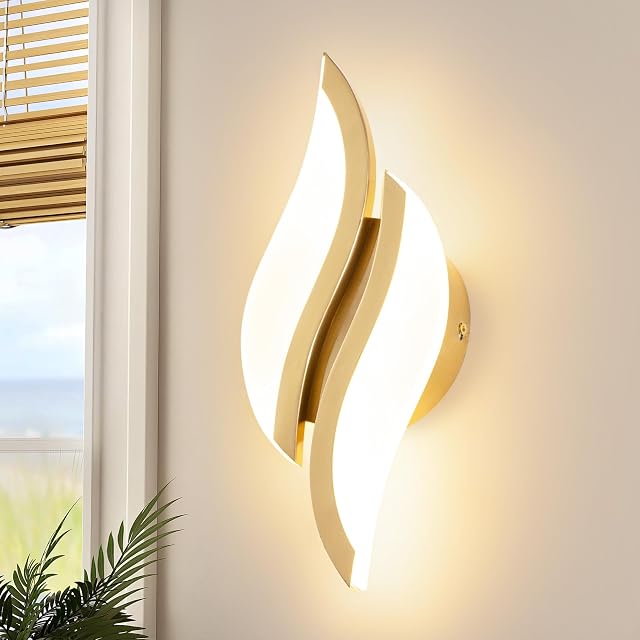 CANEOE Modern LED Wall Sconce 3000K Gold Indoor Wall Light Fixtures Acrylic Wall Sconce Lighting for Living Room