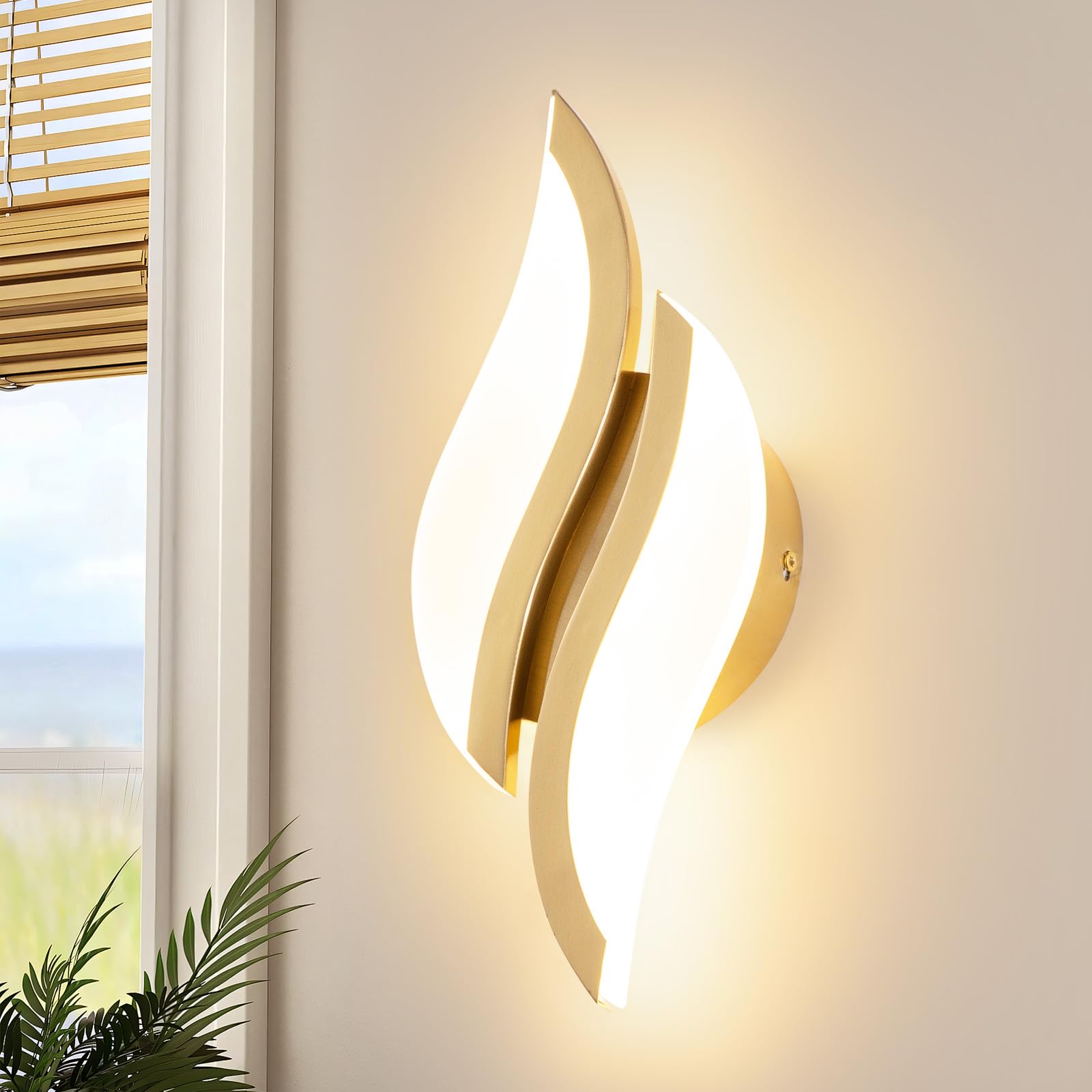 CANEOE Modern LED Wall Sconce 3000K Gold Indoor Wall Light Fixtures Acrylic Wall Sconce Lighting for Living Room