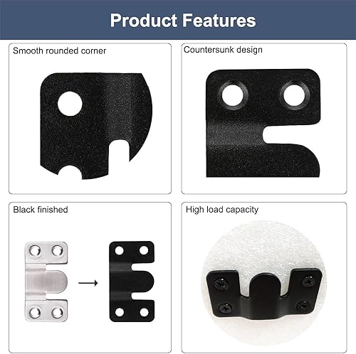 Miniatura 3 de 10 soportes negros de montaje empotrado de 2.1 x 1.3 pulgadas de acero inoxidable entrelazado con hebilla para colgar fotos, colgador de fotos,