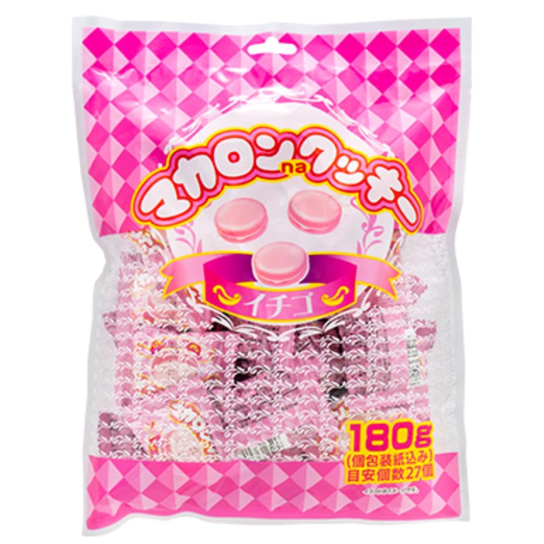 Amazon.co.jp: やおきん マカロン クッキー イチゴ 180g 駄菓子 お菓子