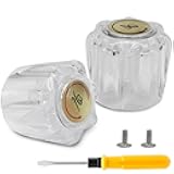 Clear Shower Knob Replacement Set of 2, Bathtub Faucet Handles Include Hot and Cold Shower Knob for Remodeling Trim, with Screws & Screwdriver