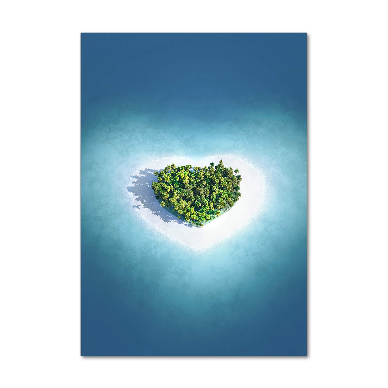Mural art romantique en forme de coeur de plage bleu Tulup 70x100