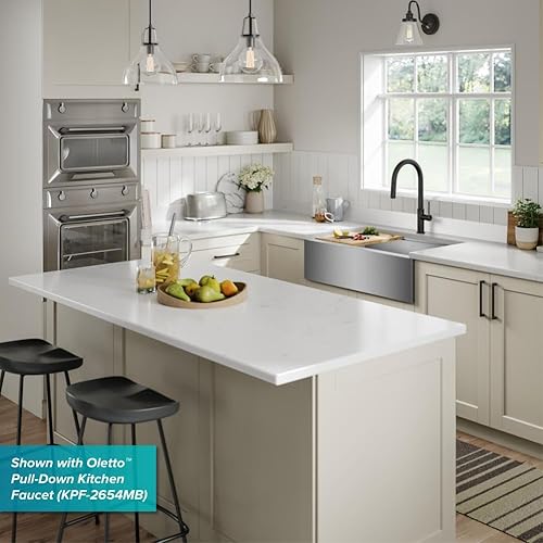 Miniatura 14 de Kraus KWF210-36 Kore - Fregadero de cocina estilo rústico con estación de trabajo y cuenco individual de acero inoxidable calibre 16, con reborde