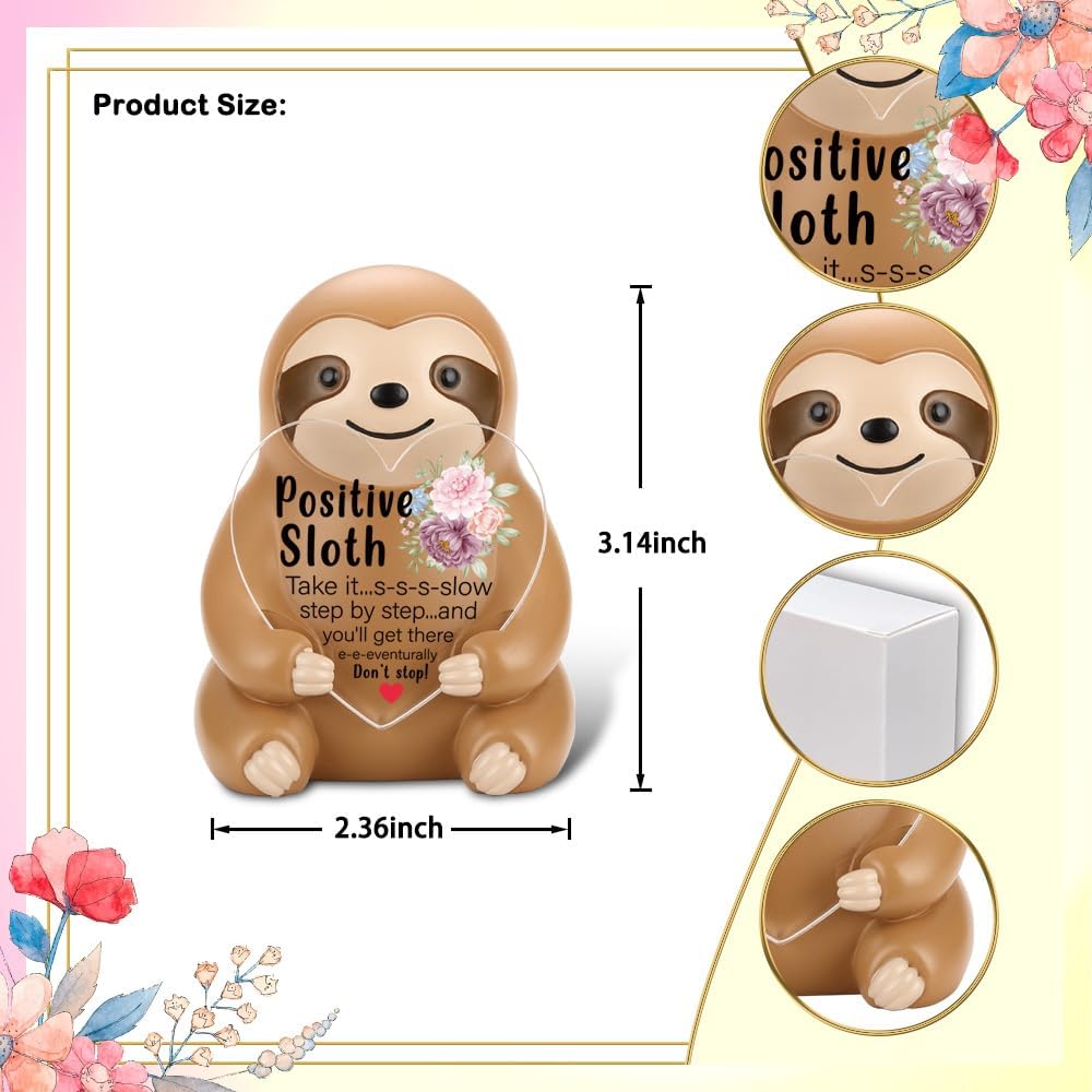 FOUGSTA Cute Sloth Gifts for Students, Women, Friends, Coworkers, Positive Desk Decor Gifts for Students, Women, Inspirational Office Presents for Sloth Lover, 3.14inch*2.36inch, XXS2 - Image 5