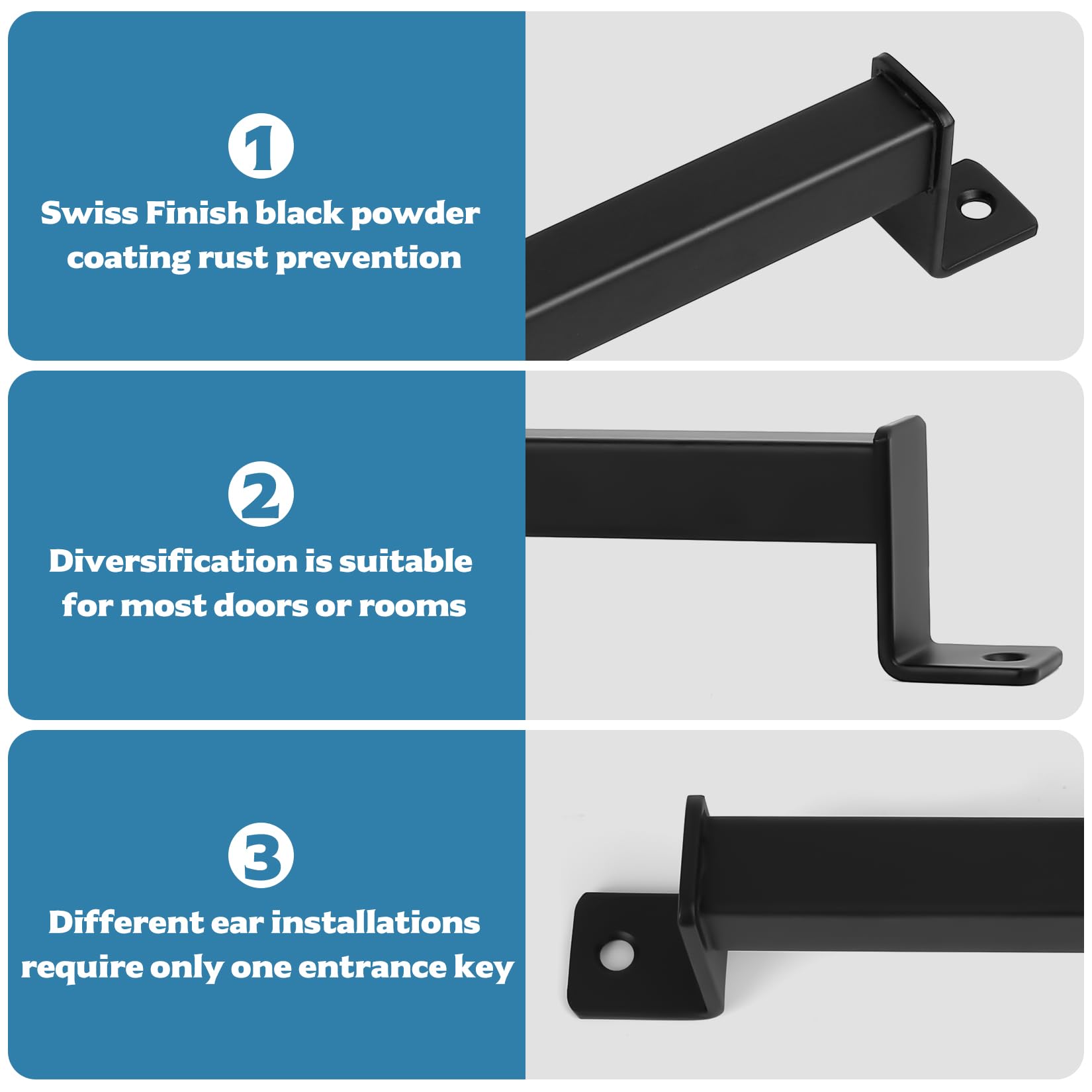BATENGKEJI 2 Pcs Black Sliding Door Handles, Pull Handle, Pull Push Barn Door Handle - Image 3