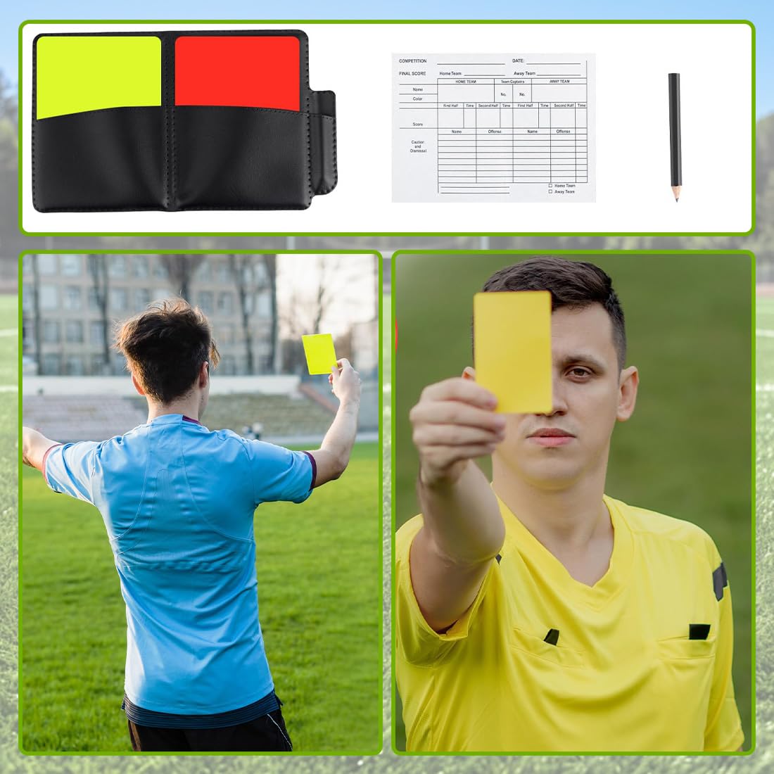 2 Piezas Juego de Tarjetas de Árbitro Deportivo de Fútbol 10 Tarjeta Roja Tarjeta Amarilla Con Accesorios para Bolígrafo y Estuche Libros de Puntuación Juegos de Fútbol