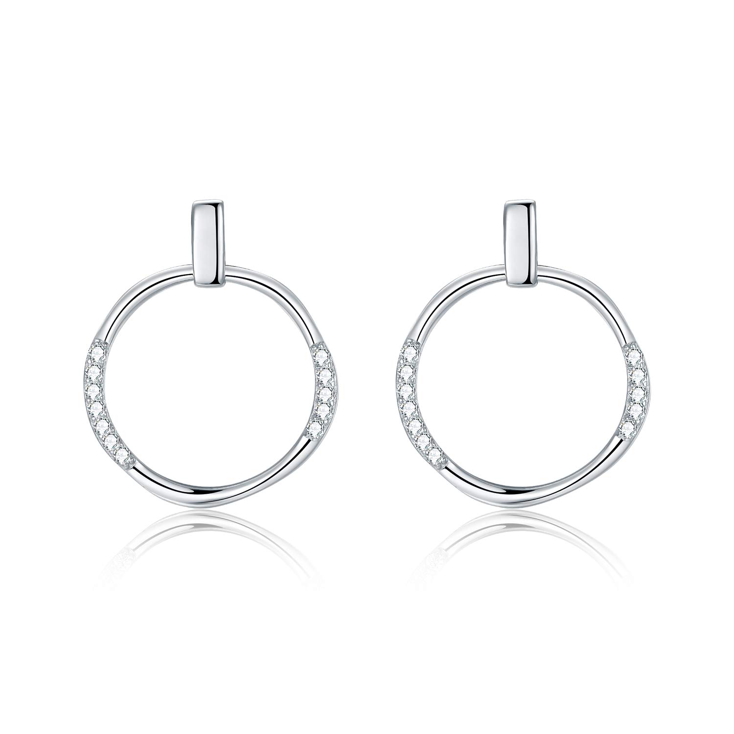 F.ZENIEarrings Women 925 Silver Earrings Cubic Zirconia Round Trending Gift Jewelry Earrings for Women